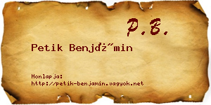 Petik Benjámin névjegykártya