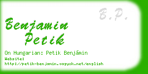 benjamin petik business card